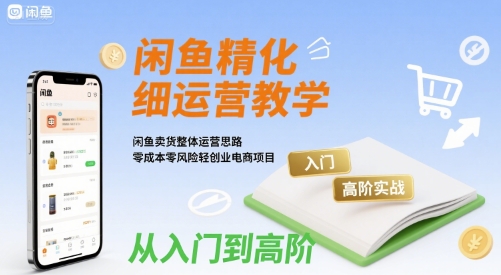 闲鱼精细化运营入门+高阶实战教学，闲鱼卖货整体运营思路，零成本零风险轻创业电商项目-极客网创
