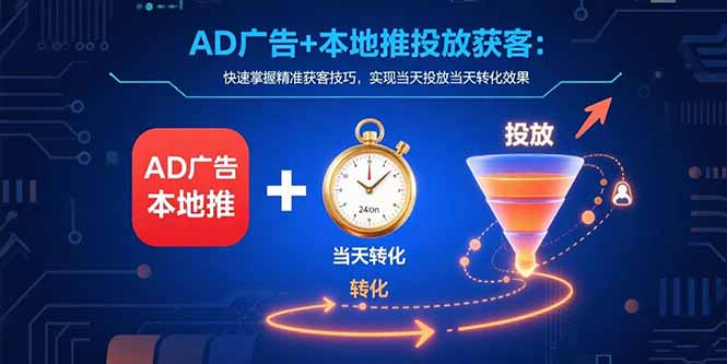 AD广告+本地推投放获客：快速掌握精准获客技巧，实现当天投放当天转化效果-极客网创
