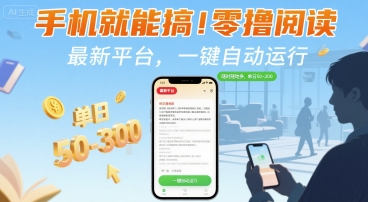 手机就能搞！零撸阅读挂G，最新平台，一键自动运行，随时随地挣，单日50-3张+【揭秘】-极客网创