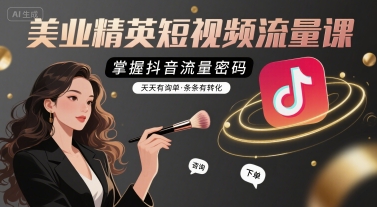 美业精英短视频流量课，掌握抖音流量密码，天天有询单，条条有转化-极客网创
