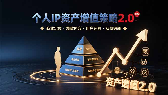 个人IP资产增值策略2.0 拆解商业定位/爆款内容/用户运营/私域销转四大模块-极客网创