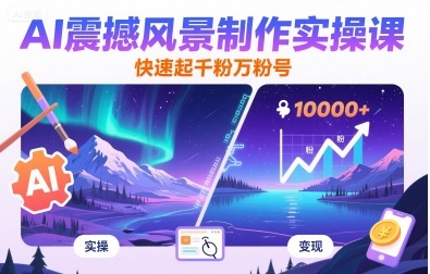 AI震撼风景制作实操课，快速起千粉万粉号-极客网创