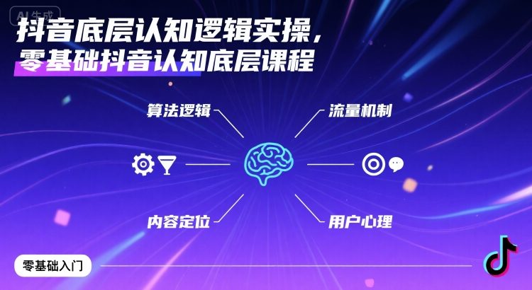 抖音底层认知逻辑实操，零基础抖音认知底层课程-极客网创