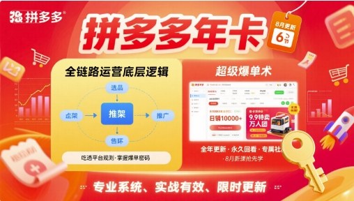 拼多多年卡【8月更新6节】拼多多全链路运营底层逻辑，超级爆单术-极客网创
