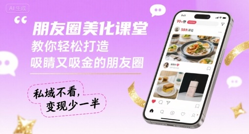 朋友圈美化课堂，教你轻松打造，吸睛又吸金的朋友圈，私域不看，变现少一半-极客网创