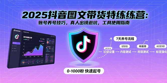 2025抖音图文带货特练营：账号养号技巧，真人出镜避坑，工具使用指南-极客网创