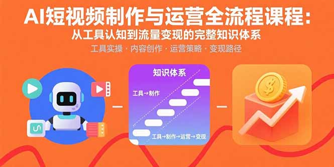 AI短视频制作与运营全流程课程：从工具认知到流量变现的完整知识体系-极客网创
