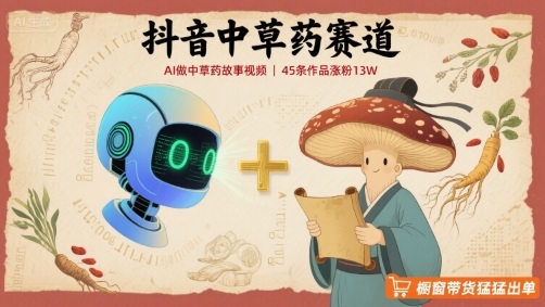 抖音中草药赛道，用AI做中草药故事视频，45条作品涨粉13W，橱窗带货猛猛出单-极客网创