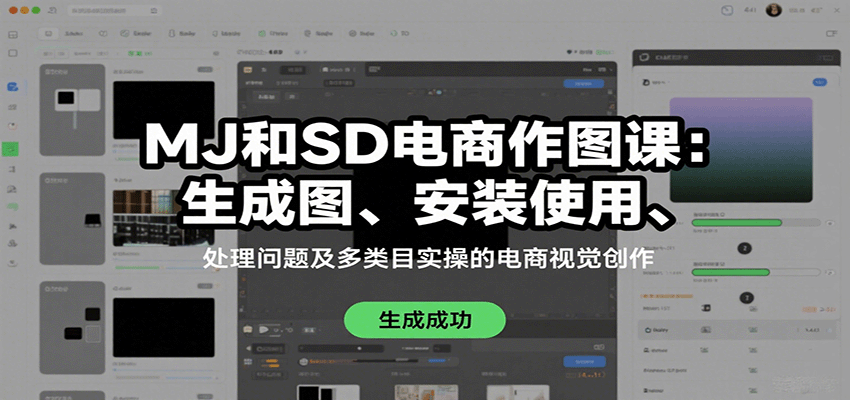 MJ和SD电商作图课：生成图、安装使用、处理问题及多类目实操的电商视觉创作-极客网创