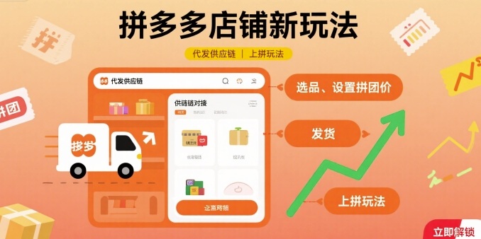 拼多多店铺新玩法，代发供应链上拼玩法-极客网创