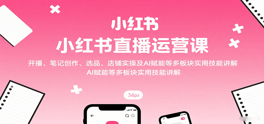 小红书直播运营课：开播、笔记创作、选品、店铺实操及 AI 赋能等多板块实用技能讲解-极客网创