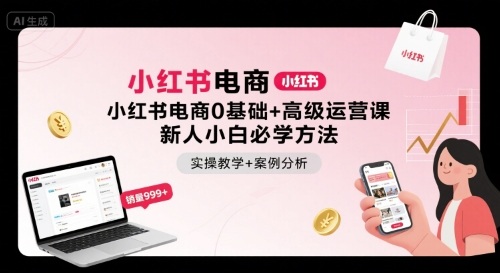 小红书电商0基础+高级运营课，新人小白必学方法，实操教学+案例分析-极客网创