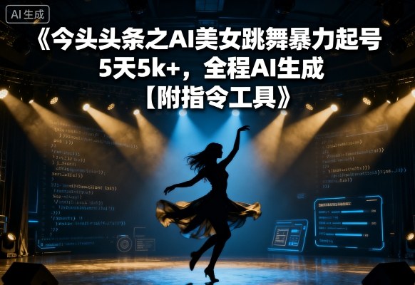 今日头条之AI美女跳舞暴力起号，5天1k+，全程AI生成【附指令工具】-极客网创