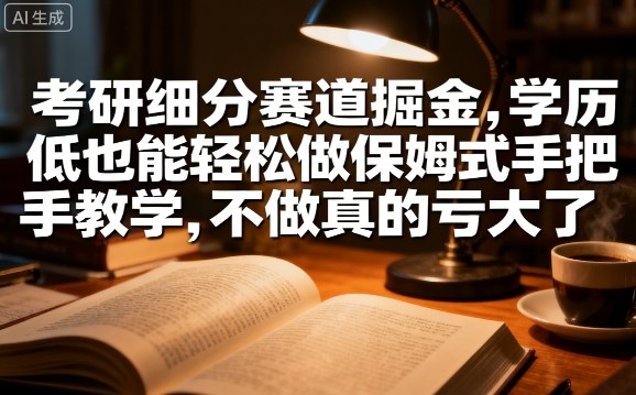 考研细分赛道掘金，日入1k+，学历低也能轻松做保姆式手把手教学，不做真的亏大了【揭秘】-极客网创