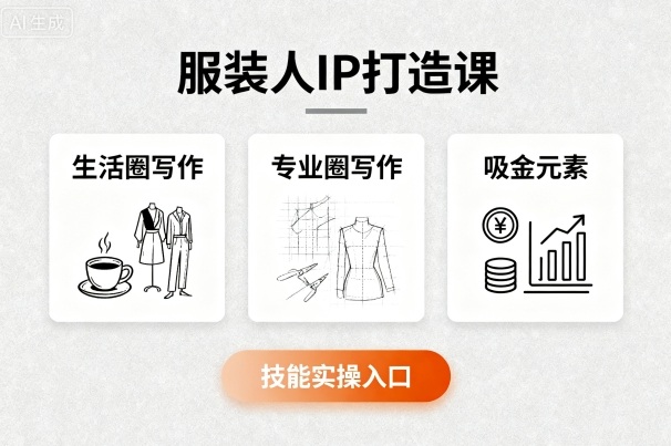 服装人IP打造课，文案创富+生活圈写作+专业圈写作+服装人专属+吸金元素+技能实操-极客网创