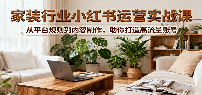 小红书家装行业运营实战课：从平台规则到内容制作，助你打造高流量账号-极客网创