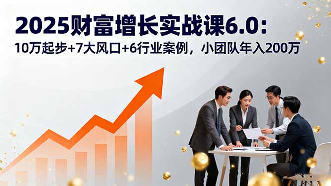 2025财富增长实战课6.0：10万起步+7大风口+6行业案例，小团队年入200万-极客网创