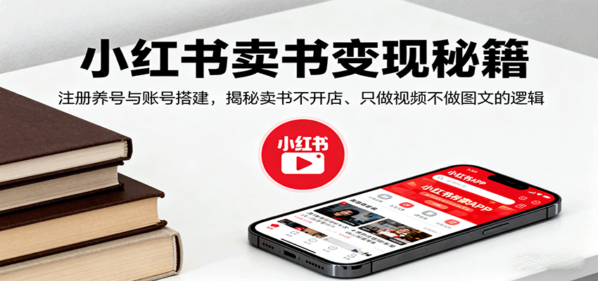 小红书卖书变现秘籍，注册养号与账号搭建，揭秘卖书不开店、只做视频不做图文的逻辑-极客网创