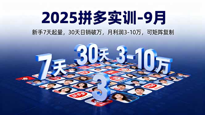 2025拼多多实训-9月：新手7天起量,30天日销破万,月利润3-10万,可矩阵复制-极客网创