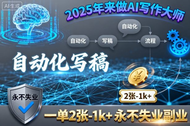 2025年来做AI写作大师，自动化写稿，一单2张-1k+，永不失业副业-极客网创