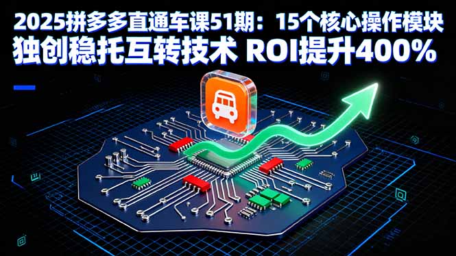 2025拼多多直通车课51期:15个核心操作模块 独创稳托互转技术 ROI提升400%-极客网创
