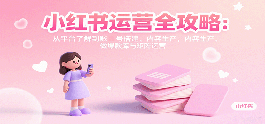 小红书运营全攻略:从平台了解到账号搭建、内容生产,做爆款库与矩阵运营-极客网创