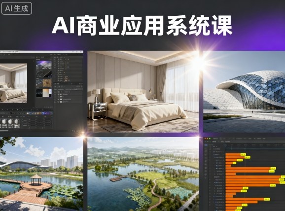 AI商业应用系统课，室内-软装-建筑-景观，智能设计+效果图+动画画实战-极客网创