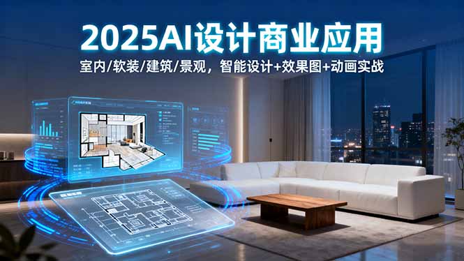 2025AI设计商业应用:室内/软装/建筑/景观,智能设计+效果图+动画实战-极客网创