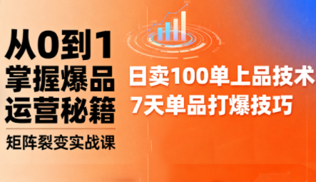 抖音小店爆品打造与矩阵裂变实战课-极客网创