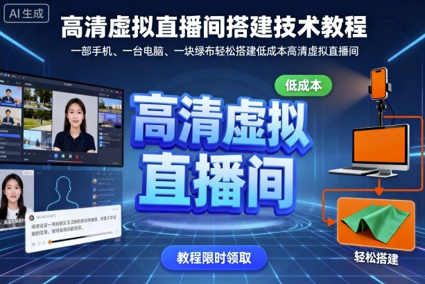 高清虚拟直播间搭建技术教程，一部手机、一台电脑、一块绿布轻松搭建低成本高清虚拟直播间-极客网创