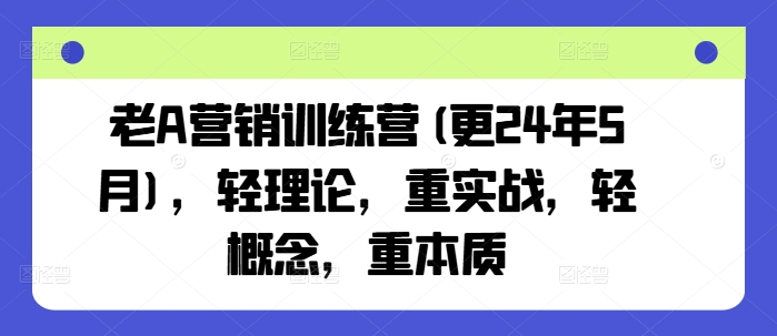 老A营销训练营(更25年10月)，轻理论，重实战，轻概念，重本质-极客网创