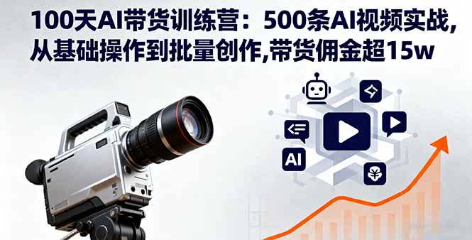 100天AI带货训练营:500条AI视频实战,从基础操作到批量创作,带货佣金超15w-极客网创