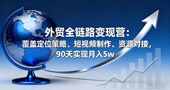 （16173期）外贸全链路变现营：覆盖定位策略、短视频制作、资源对接，90天实现月入5w-极客网创