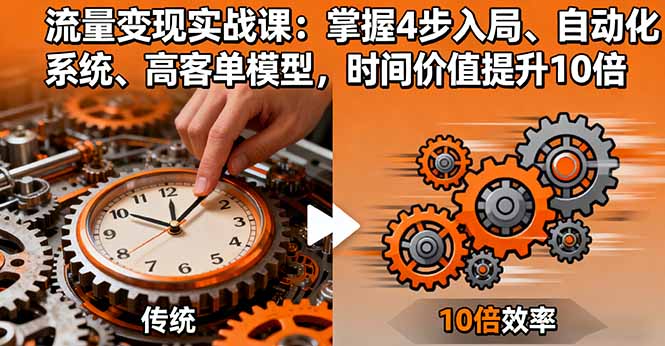 流量变现实战课:掌握4步入局、自动化系统、高客单模型,时间价值提升10倍-极客网创