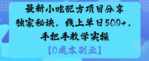 最新小吃配方项目分享独家秘诀，线上单日5张，手把手教学实操-极客网创