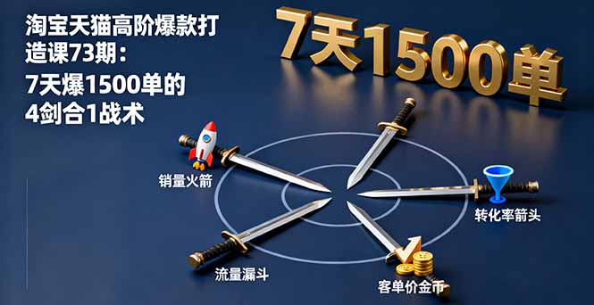 淘宝天猫高阶爆款打造课73期:7天爆1500单的4剑合1战术-极客网创