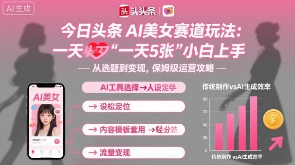 今日头条AI美女赛道玩法,一天轻松5张,小白轻松上手-极客网创