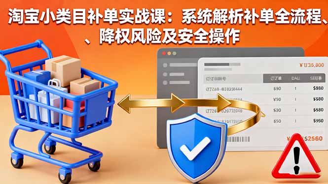 淘宝小类目补单实战课:系统解析补单全流程、降权风险及安全操作-极客网创