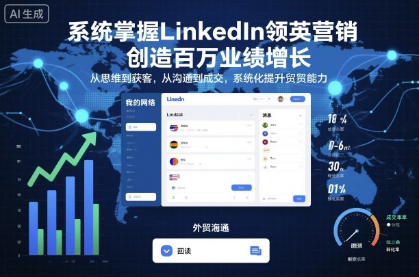 系统掌握LinkedIn领英营销,创造百万业绩增长,从思维到获客,从沟通到成交,系统化提升外贸能力-极客网创