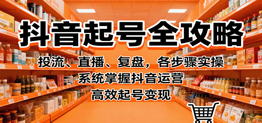 抖音起号全攻略，投流、直播、复盘，各步骤实操，系统掌握抖音运营，高效起号变现-极客网创
