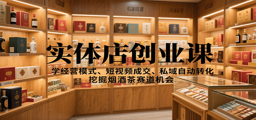 实体店创业课:学经营模式、短视频成交、私域自动转化,挖掘烟酒茶赛道机会-极客网创