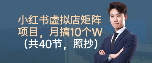 小红书虚拟店矩阵项目,照抄照做,月搞1W+(共40节)-极客网创