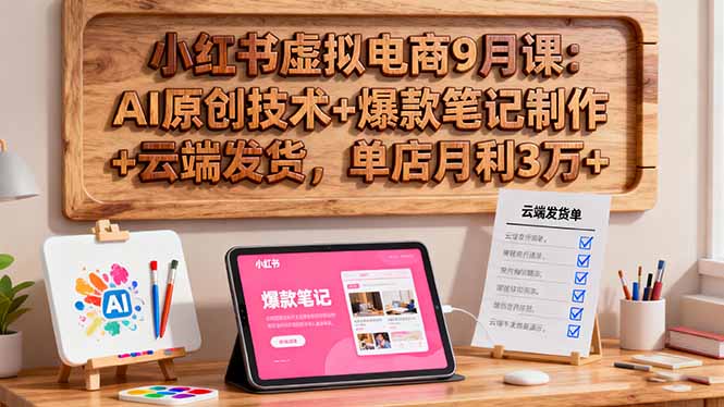 小红书虚拟电商9月课:AI原创技术+爆款笔记制作+云端发货,单店月利3万+-极客网创