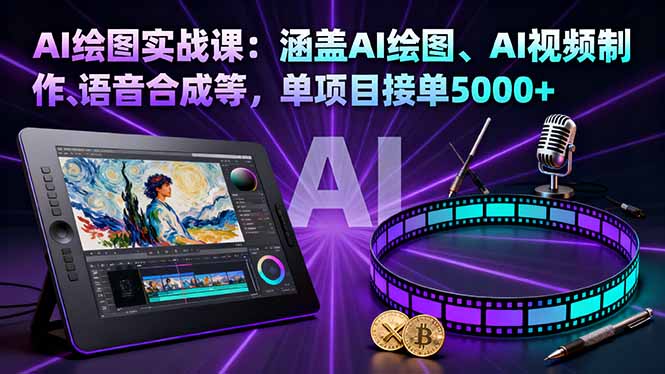AI绘图实战课:涵盖AI绘图、AI视频制作、语音合成等,单项目接单5000+-极客网创
