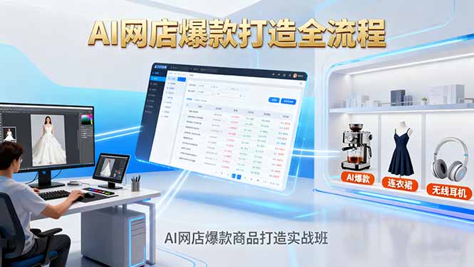 AI网店爆款商品打造实战班:AI技术实现商品图智能处理,快速搭建AI网店-极客网创