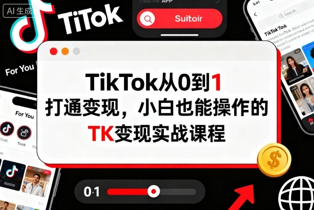 TikTok从0到1打通变现，小白也能操作的TK变现实战课程-极客网创