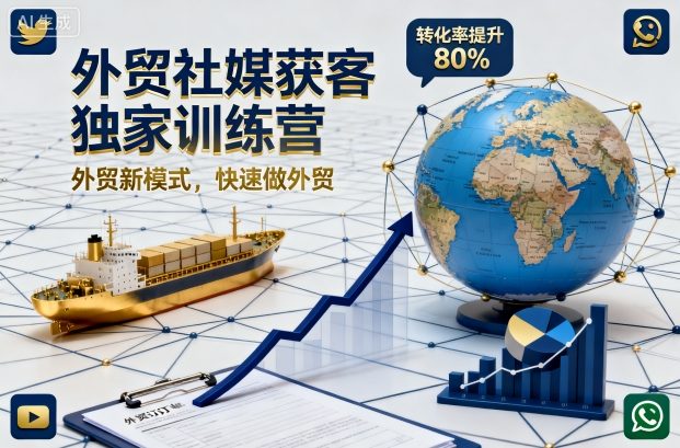 外贸社媒获客独家训练营,外贸新模式,快速做外贸-极客网创