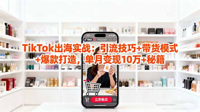「TikTok出海实战」引流技巧+带货模式+爆款打造,单月变现10万+秘籍-极客网创