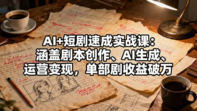 AI+短剧速成实战课:涵盖剧本创作、AI生成、运营变现,单部剧收益破万-极客网创