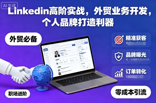 Linkedin高阶实战,外贸业务开发,个人品牌打造利器-极客网创